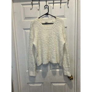 Show Me Your MuMu Cream Off White Cropped‎ Varsity Sweater Nubby Sweater Large